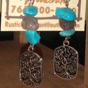 Tree of Life with turquoise and amethyst gemstones